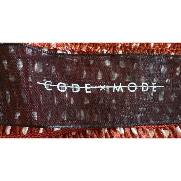 Code X Mode Crop Top Women Medium Copper Polka Dot Satin Long Sleeve Smocked - Picture 7 of 10